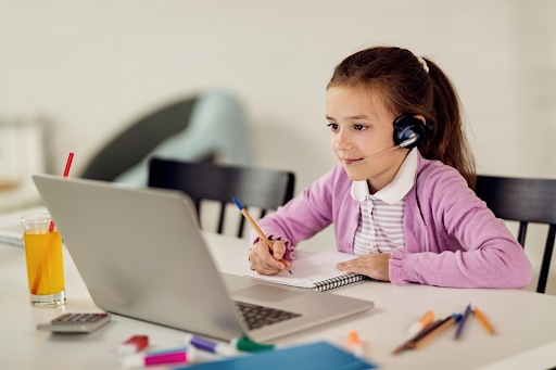 Student sitting for an online exam